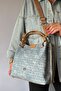 Large Size Knitted Detailed 4 Compartment Women's Shoulder Bag 4031-Gd Light Denim - 4