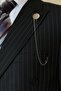 Blue Brown Striped Navy Blue Double Breasted Suit (NECK Tie - COLLAR DECORATION GIFT) - 5