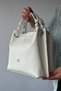 Large Size Knit Detailed 4 Compartment Women's Shoulder Bag 4031-Gd Plain White