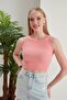 2-Piece Fitted Wide Piping Halter Neck Ribbed Flexible Knitted Crop Blouse Set - 3