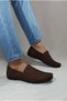 Genuine Leather Brown Nubuck Casual Men's Leather Loafer Shoes - 5