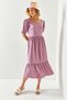 Women's Purple Short Sleeve Piece Bodrum Dress ELB-19001956