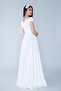 White Boat Neck Double Breasted Woven Draped Fabric Maxi Length Evening Dress - 5