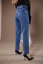 Link Dark Blue Lycra Mom Fit Zippered Jean Trousers - 4