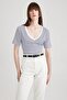V-Neck Striped Regular Fit Short Sleeve Cotton T-Shirt - A8104ax23sm - 7