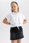 Girl's Crop Poplin Short Sleeve Shirt B0785a823hs - 4