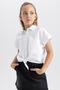 Girl's Crop Poplin Short Sleeve Shirt B0785a823hs - 6