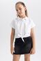 Girl's Crop Poplin Short Sleeve Shirt B0785a823hs - 7