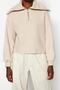 Beige Thessaloniki/Knitwear Look Polo Collar Zippered Regular/Normal Fit Knitted Sweatshirt TWOAW24SW00000 - 4