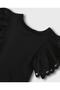 Girl's Snap-on Bodysuit with Lace Sleeves - 3