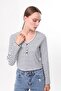 Button Detailed Fitted/Body Stretchy Knitted Blouse - 2