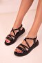 Black Matte Patent Leather Women's Sandals 18135 - 4