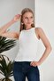 White Fitted Stretch Knitted Blouse