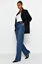 Koyu Mavi Yüksek Bel Geniş Paça Wide Leg Geniş Paça %100 Pamuk Non-Stretch Jeans TWOAW24JE00074 - 2