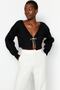 Siyah Süper Crop Basic Fiyonklu Triko Hırka TWOAW24HI00315 - 6
