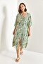 Women's Double Breasted Neck Front Slit Dress - 4