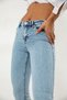 Serenay Ice Snow Spanish Blue Jeans High Waist Blue Snow Wash Flare Jeans Denim Pants - 4