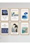 6 Piece Wooden Frame Look Decorative Mdf Table, Van Gogh, Hokusai, Morris - 2