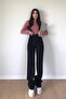 Crespo 90's Black High Waist Lycra Loose Jeans Palazzo Trousers - 3