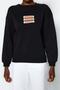 Black Thick Inside Fleece Slogan Embroidered Relaxed/Comfortable Fit Knitted Sweatshirt TWOAW22SW1464 - 2