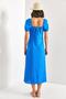 Women's Blue Square Collar Drawstring Polka Dot Dress 40921016 - 3