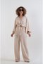 Beige Blouse and Trousers Set