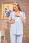 Secret Breastfeeding Maternity Pregnant Pajama Set Blue - 2