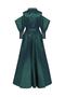 Off Shoulder & Front Zipper Petrol Taffeta Maxi Shirt Dress - 2