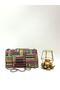 Mix Colored Leather Material Stone Magnetic Cover Evening Bag with Hand and Shoulder Strap - 5