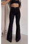 Black Spanish Wide Leg High Waist Trousers Flexible Heels