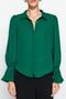 Emerald Green Boho Spanish Sleeve Woven Shirt TWOAW22GO0487 - 5