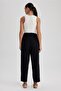 Jogger High Waist Short Leg Linen Blended Trousers with Pockets Z2582az23sm - 8