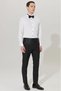 Ata Collar Black Button Slim Fit White Shirt - 4