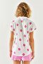 Women's Daisy Fuchsia Patterned Linen Bat Shirt GML-19001129 - 5