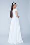 White Boat Neck Double Breasted Woven Draped Fabric Maxi Length Evening Dress - 4