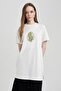 Regular Fit Crew Neck Floral Short Sleeve 100% Cotton T-shirt Tunic A8029ax23hs - 3