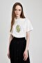 Regular Fit Crew Neck Floral Short Sleeve 100% Cotton T-shirt Tunic A8029ax23hs - 4