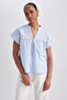 Bicycle Collar Crop Short Sleeve 100% Cotton Blouse A9400ax23hs - 5