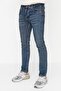 Koyu Mavi Esnek Kumaş Kahve Eskitme Görünümlü Skinny Fit Dar Kesim Jeans Kot Pantolon TMNAW23JE00047 - 2