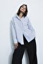 Oversize Fit Striped Long Sleeve Poplin 100% Cotton Shirt - 2