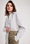 Oversize Fit Striped Long Sleeve Poplin 100% Cotton Shirt - 6