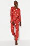 Cinnamon 100% Cotton Eye Patterned T-shirt-Jogger Knit Pajama Set THMAW22PT0270 - 3