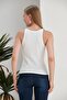 White Fitted Stretch Knitted Blouse - 7
