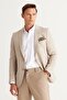 Men's Beige Slim Fit Slim Fit Swallow Collar Patterned Blazer Jacket - 2