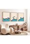 Sabret, Gratitude, Love 3-Piece Wooden Framed Arabic Painting - Triple Painting Set Natural Wood Frame