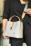 Cotton Woven Long Strap 4 Compartment Women's Cross Shoulder and Hand Bag 22cm-20cm-9cm 4002 Gray Combination - 2