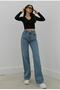 Ramrod Medium Blue Snow Wash Palazzo Jean Wideleg Colorfast Women's High-waist Wide Leg Jeans - 3