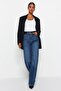 Koyu Mavi Yüksek Bel Geniş Paça Wide Leg Geniş Paça %100 Pamuk Non-Stretch Jeans TWOAW24JE00074 - 3