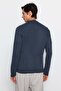 İndigo Unisex Fit Yünlü Bisiklet Yaka Reglan Kol Dokulu Triko Kazak TMNAW22KZ0290 - 5