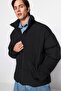 Siyah Unisex Oversize Fit Dik Yaka Suya ve Rüzgara Dayanıklı Şişme Kışlık Mont TMNAW24MO00003 - 3